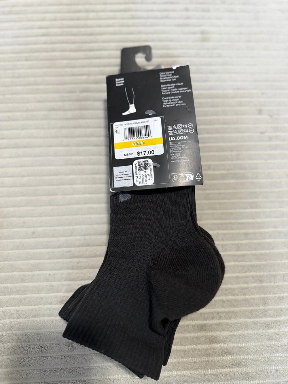 Under Armour Black Crew Training Socks with Logo